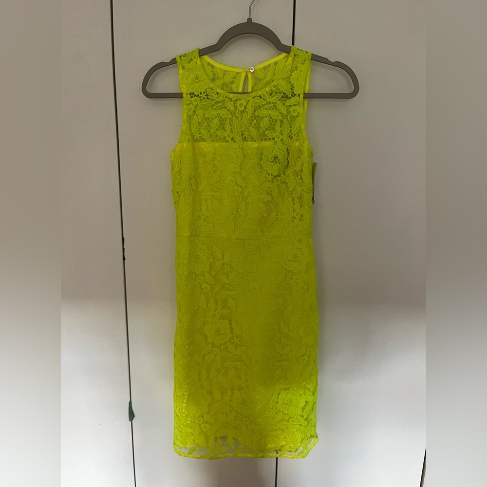 JCREW Neon Green Lace Dress (Size 00)